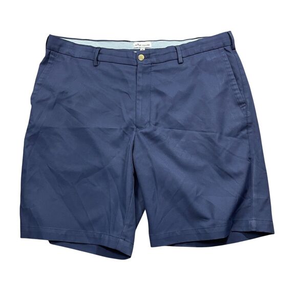 Peter Millar 38 Navy Shorts 100% Polyester Bermuda Golf Tennis Athletic - Picture 1 of 5